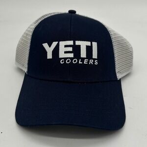 Yeti Coolers‎ Mens Fishing Hats OSFA Blue White Mesh Snap Back Cap Outdoor NEW